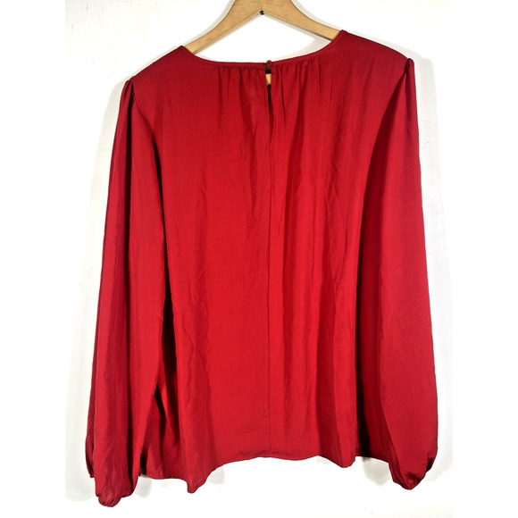 Maurices Tunic Top Size Large Red Silky Satin Holiday Party Peasant Romantic NEW - Picture 10 of 12